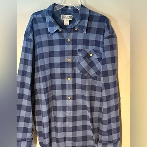 DuluthTrading Co 100% Cotton 3 tone blue Plaid Button Down Long Sleeve